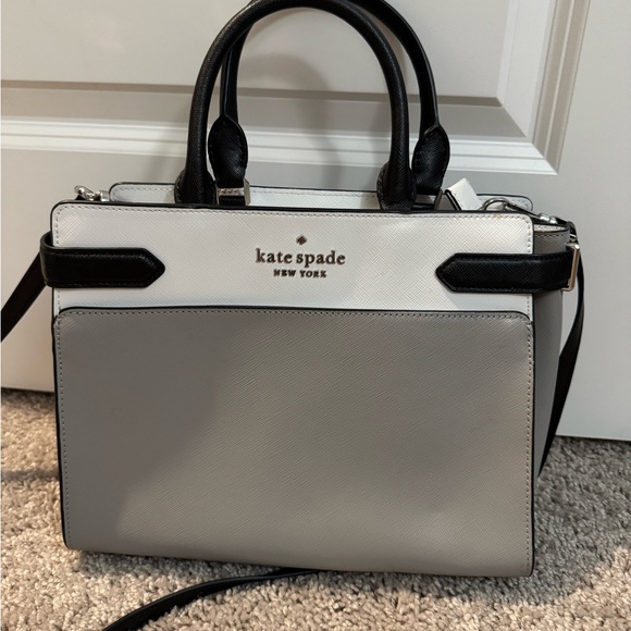 Kate Spade White and Gray Staci Colorblock Cross Body Purse